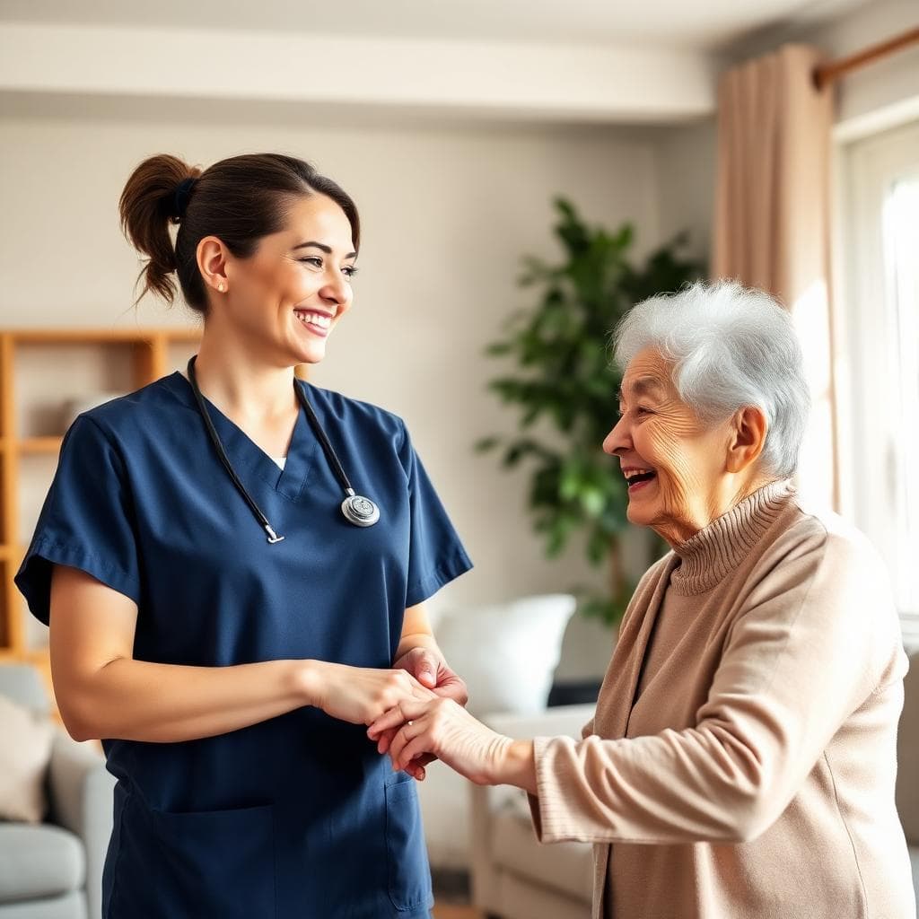 Caregiver supporting a client at home